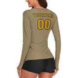 Custom Light Khaki Yellow Women's Long-Sleeve Shirt