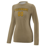 Custom Light Khaki Yellow Women's Long-Sleeve Shirt
