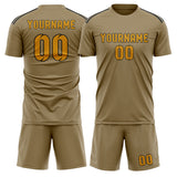 Custom Light Khaki Yellow Soccer Jersey