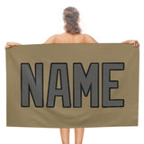 Custom Light Khaki Dark Grey Beach Towel