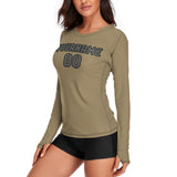 Custom Light Khaki Dark Grey Women's Long-Sleeve Shirt