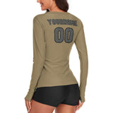 Custom Light Khaki Dark Grey Women's Long-Sleeve Shirt