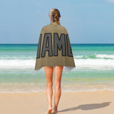 Custom Light Khaki Dark Grey Beach Towel