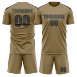 Custom Light Khaki Dark Grey Soccer Jersey