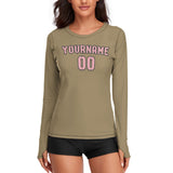 Custom Light Khaki Light Pink Women's Long-Sleeve Shirt