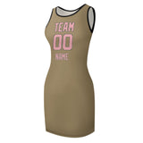 Custom Light Khaki Light Pink Sleeveless Vest Dress