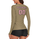 Custom Light Khaki Light Pink Women's Long-Sleeve Shirt