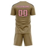 Custom Light Khaki Light Pink Soccer Jersey
