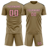Custom Light Khaki Light Pink Soccer Jersey