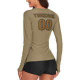 Custom Light Khaki Khaki Women's Long-Sleeve Shirt