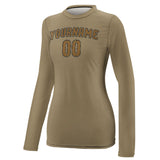 Custom Light Khaki Khaki Women's Long-Sleeve Shirt