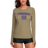 Custom Light Khaki Light Purple Women's Long-Sleeve Shirt