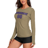 Custom Light Khaki Light Purple Women's Long-Sleeve Shirt