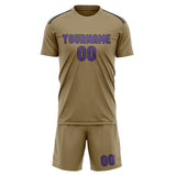 Custom Light Khaki Light Purple Soccer Jersey