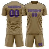 Custom Light Khaki Light Purple Soccer Jersey