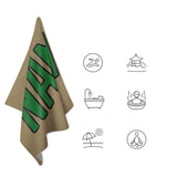 Custom Light Khaki Emerald Green Beach Towel