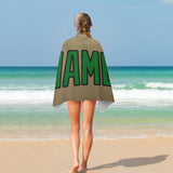 Custom Light Khaki Emerald Green Beach Towel