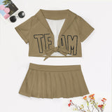 Custom Light Khaki Light Khaki Cheerleading Uniform Set