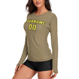 Custom Light Khaki Light Yellow Women's Long-Sleeve Shirt