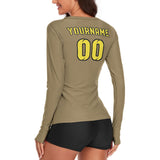 Custom Light Khaki Light Yellow Women's Long-Sleeve Shirt