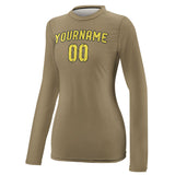 Custom Light Khaki Light Yellow Women's Long-Sleeve Shirt