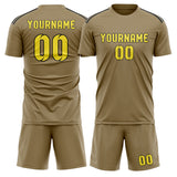 Custom Light Khaki Light Yellow Soccer Jersey