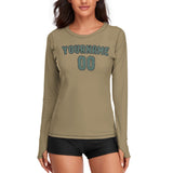 Custom Light Khaki Blue Green Women's Long-Sleeve Shirt