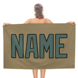 Custom Light Khaki Blue Green Beach Towel