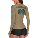 Custom Light Khaki Blue Green Women's Long-Sleeve Shirt