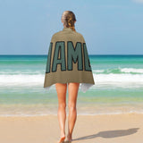 Custom Light Khaki Blue Green Beach Towel