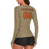 Custom Light Khaki Orange Women's Long-Sleeve Shirt