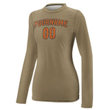 Custom Light Khaki Orange Women's Long-Sleeve Shirt