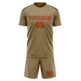 Custom Light Khaki Orange Soccer Jersey