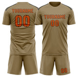 Custom Light Khaki Orange Soccer Jersey