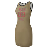 Custom Light Khaki Copper Rose Sleeveless Vest Dress