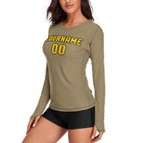 Custom Light Khaki Gold Women's Long-Sleeve Shirt