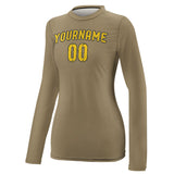 Custom Light Khaki Gold Women's Long-Sleeve Shirt