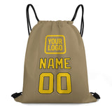 Custom Light Khaki Gold Drawstring Bag
