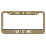 Custom Light Khaki White License Plate Frame