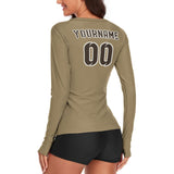 Custom Light Khaki Brown Women's Long-Sleeve Shirt