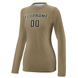 Custom Light Khaki Olive Women's Long-Sleeve Shirt