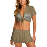 Custom Light Khaki Gray Cheerleading Uniform Set