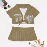 Custom Light Khaki Gray Cheerleading Uniform Set
