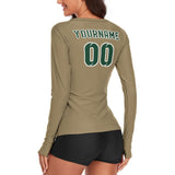 Custom Light Khaki Green Women's Long-Sleeve Shirt