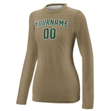 Custom Light Khaki Green Women's Long-Sleeve Shirt