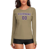 Custom Light Khaki Purple Women's Long-Sleeve Shirt
