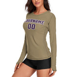 Custom Light Khaki Purple Women's Long-Sleeve Shirt