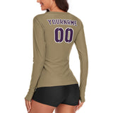 Custom Light Khaki Purple Women's Long-Sleeve Shirt
