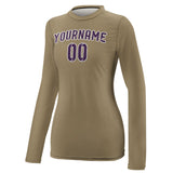Custom Light Khaki Purple Women's Long-Sleeve Shirt