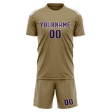 Custom Light Khaki Purple Soccer Jersey